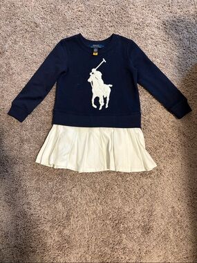 Ralph Lauren Navy Sweatshirt Tunic White Polo Logo